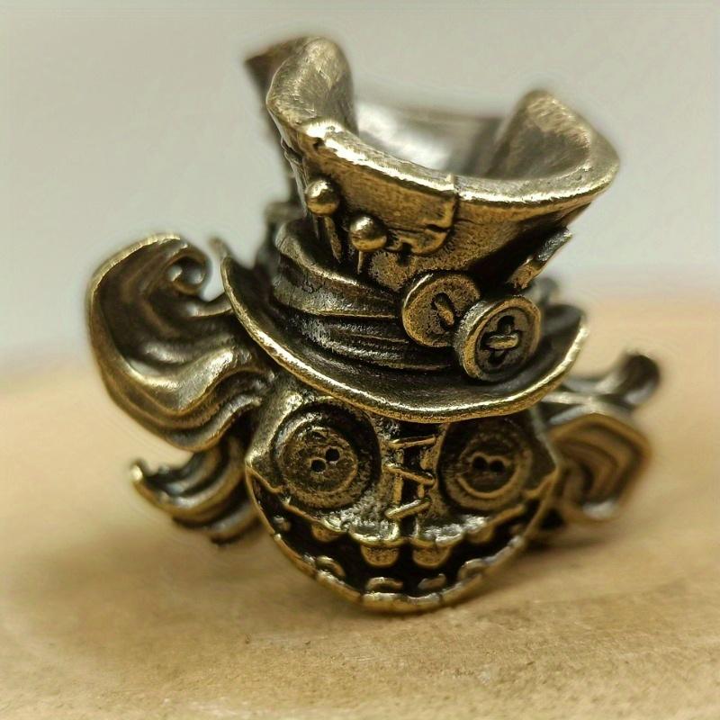 1pcs Antique Copper Double Sided Puppet Keychain Home Decorations Pendant Backpack Charms Antique Brass Vintage Crafts