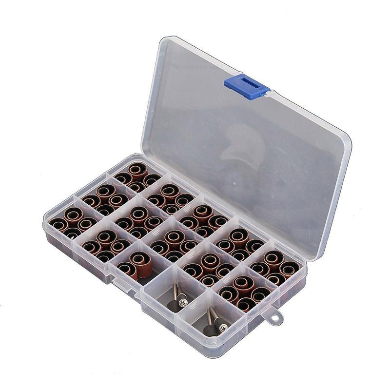 100Pcs Mandrel Dremel Rotary Tool Accessories Sanding Bands Drum Sleeve Grit