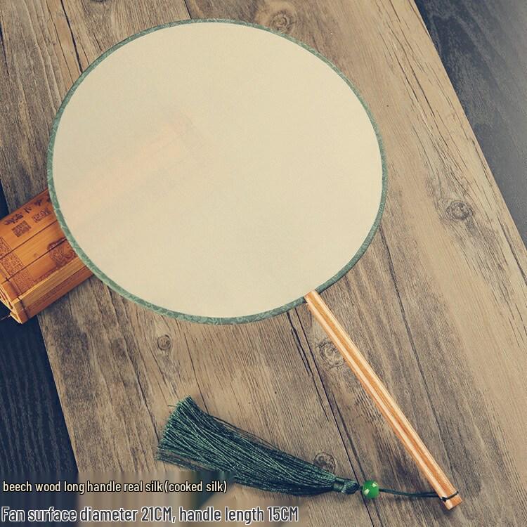 Vintage Silk Hand-Painted Gongbi Fan - Classic Chinese Round Palace Design
