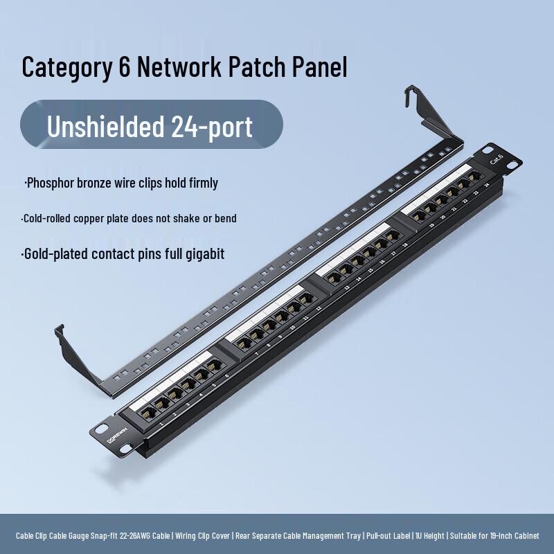 

DOREWIN 1U Gigabit Cat6 Unshielded 24-Port Network Patch Panel