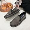 Spring new lazy one-pedal casual shoes thick-soled round head single shoes women's rhinestone loafer single shoes large size