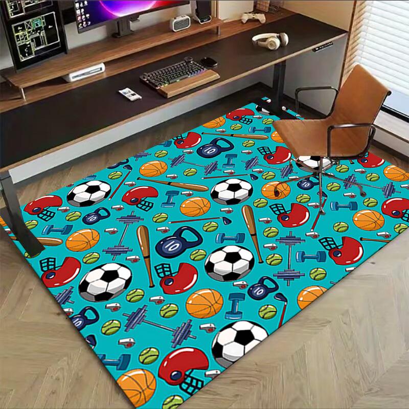 1PC Sports Equipment Sports Balls Extra Large Non-Slip Floor carpet, Office, family, bedroom, Studio - Large Area Rug Indoor Rugs, Vibrant Colors-W264