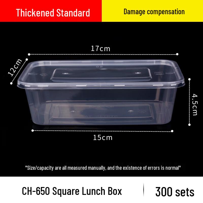 Meiliya Disposable Square Plastic Takeaway Containers with Lids