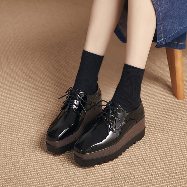 Fashion Women's Wedge Shoes Sneakers Platform Thick Sole High PU Rubber Women's Sneakers With Platform Wedge Shoes Thick Sole Rubber Hig