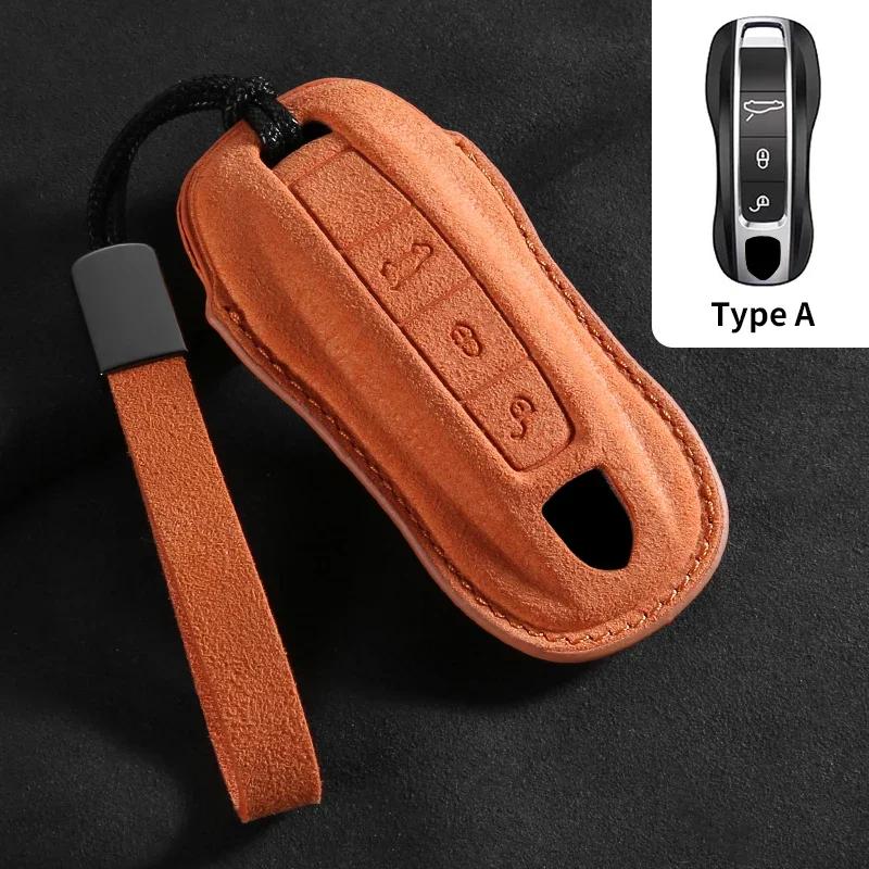 AABKS1 Car Key Case Cover for Porsche Panamera Cayenne 971 911 9YA Macan Boxster 3 Buttons Suede Car Remote Key Shell Fob Accessories