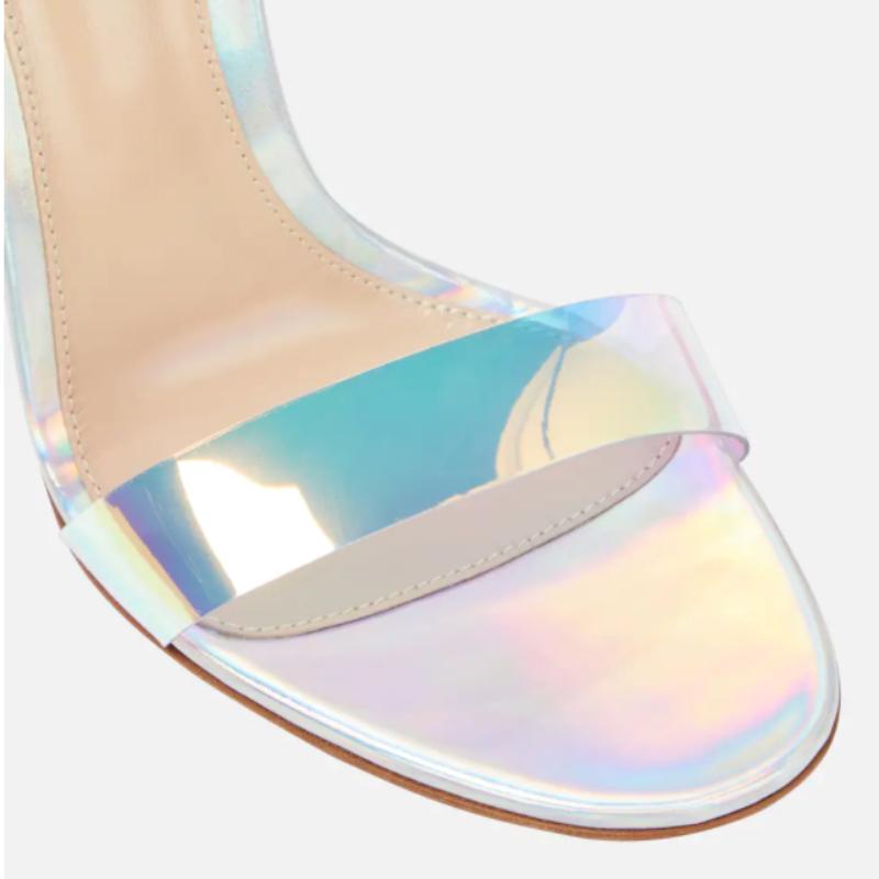 Women's Sandals Summer 2025 Patent Sexy Peep toe Stiletto High Heels Luxury Silver Strappy Wedding Dance Shoes Ladies Big Size