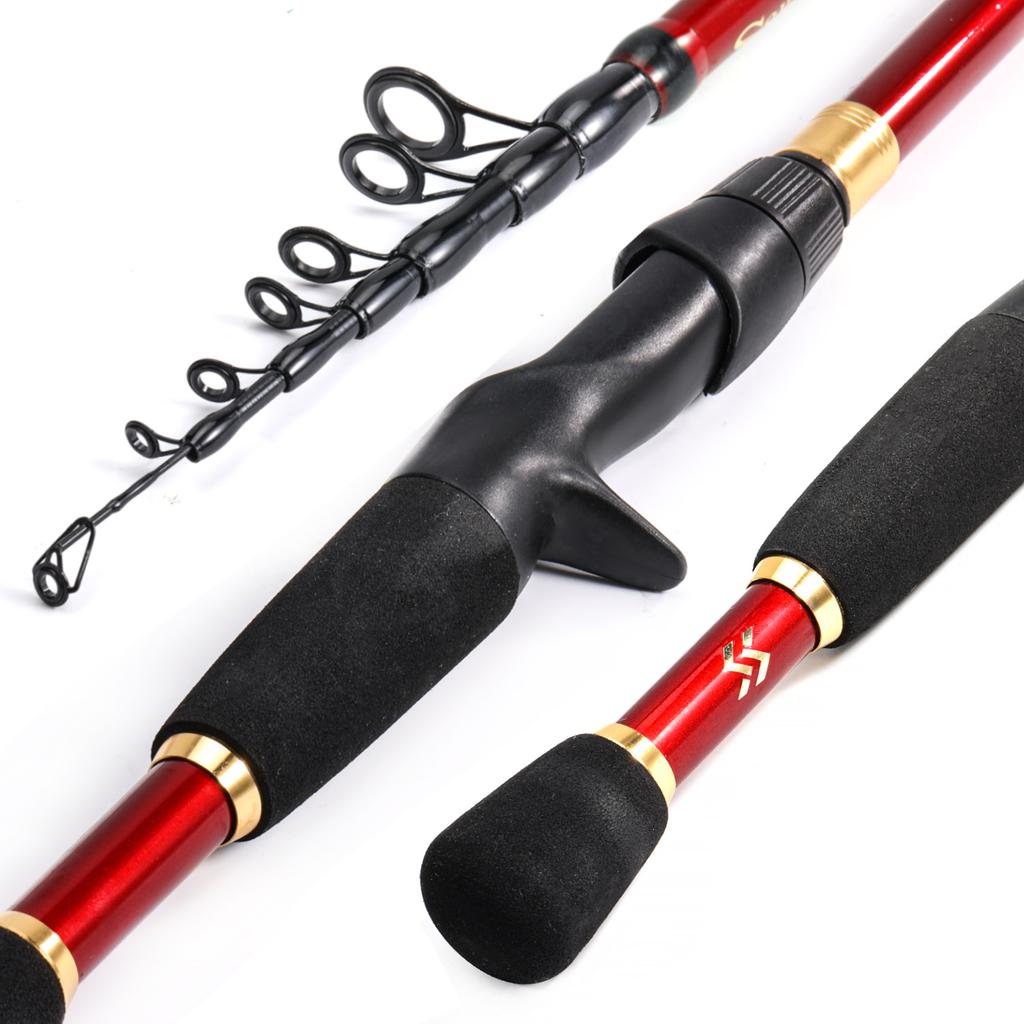 Sougayilang 1.8-2.4m Cannes à pêche télescopiques Ultra légères Spinning Casting Canne en carbone Accessoires de pêche Poids du leurre 10-30g