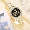 Ladies Fashion Exquisite Diamond Point Dial Full Diamond Steel Band Quartz Watch + Roman Bracelet Combination Set.
