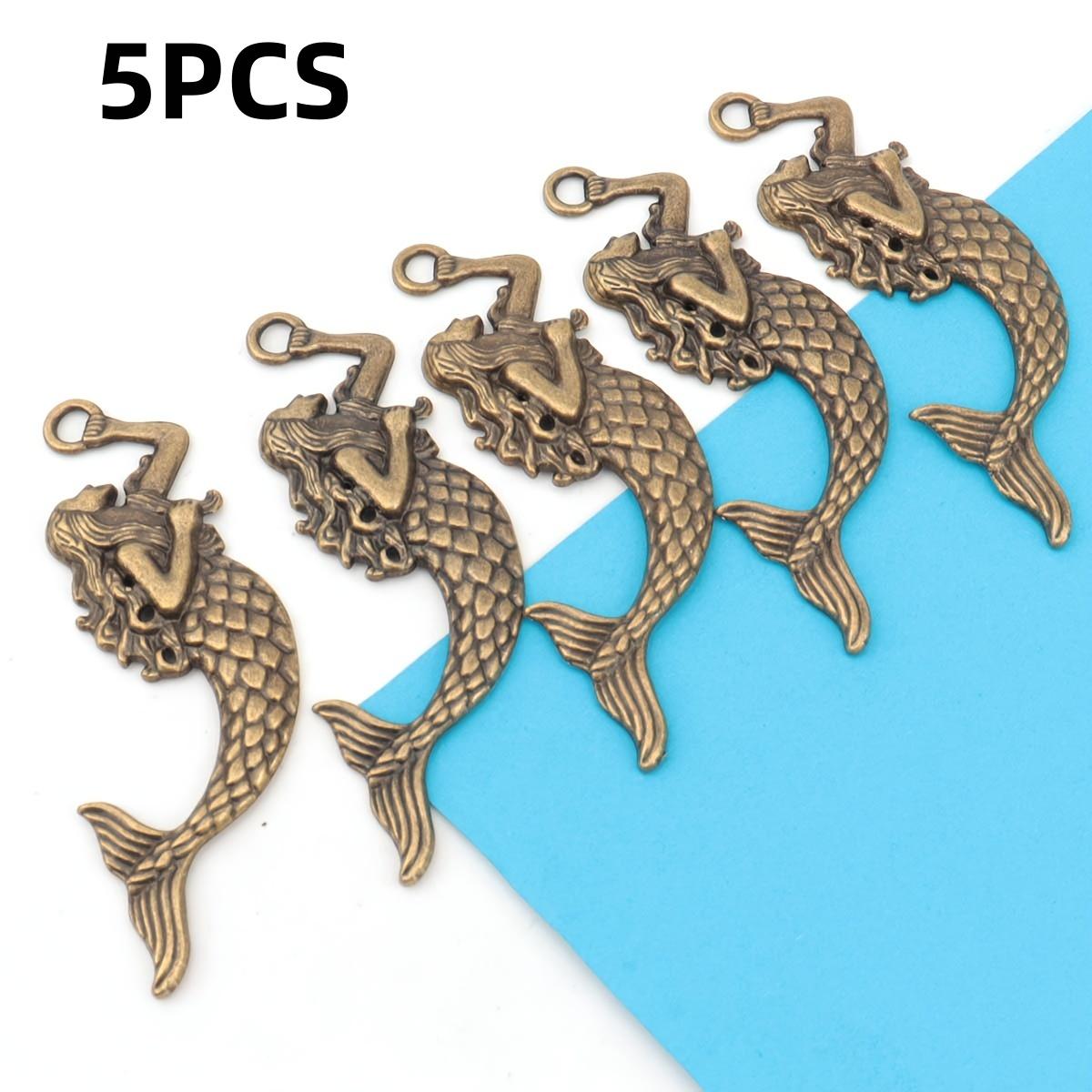 

Exquisite antique style 5-mermaid necklace pendant - elegant hanging jewelry - suitable for clothing, bags, keychains 5pcs бронзовий