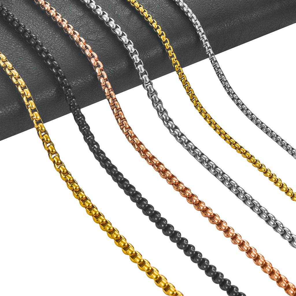 2/3/4/5mm Men's Box Chain Stainless Steel Necklace Choker for Women Copper/Gold/Black/Rose Gold Color 14 - 40 Inch Metal Jewelry