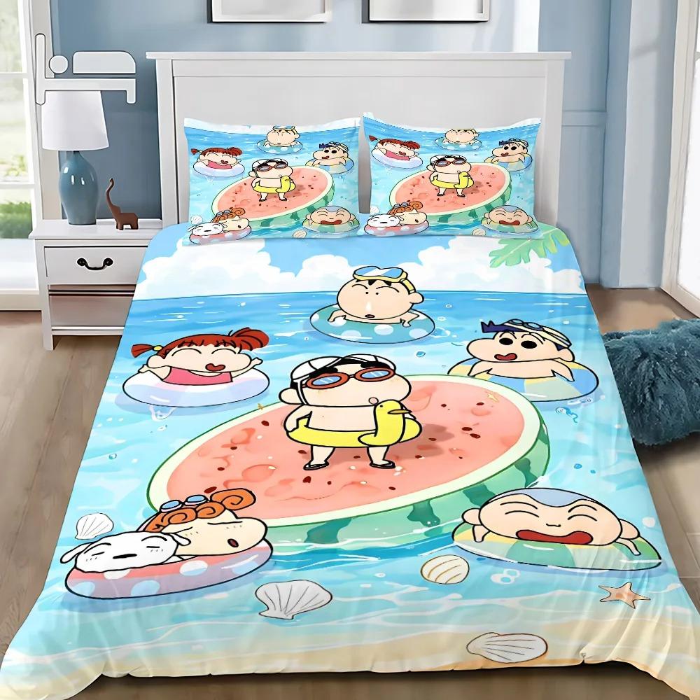 Cute Shin-Chans Catoon Crayon Duvet Cover Set Bedding Set Bedroom Decoration 2/3piece set Youth Kids Girl Boys Gift