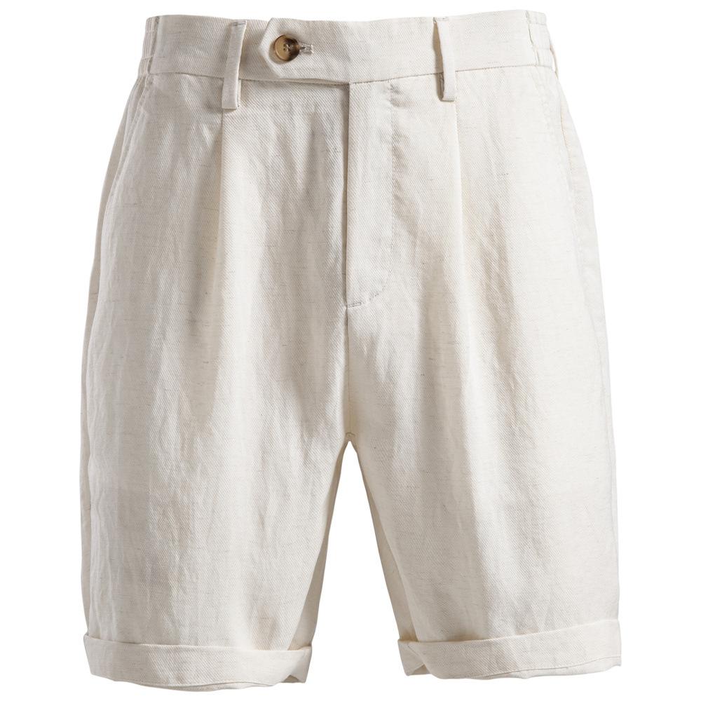 

2026 Summer New Business Casual Lyocell Cotton Shorts for Men with Elastic Waist, Knee-Length Pants XXL бежевий