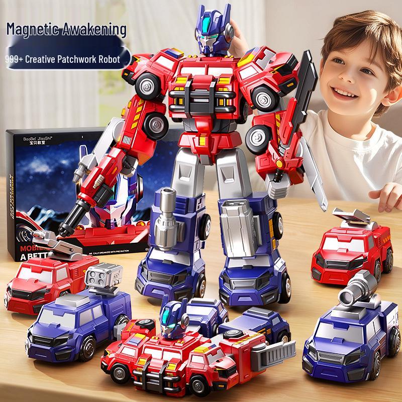 Magnetic Deformation Toy Car & Robot Assembly