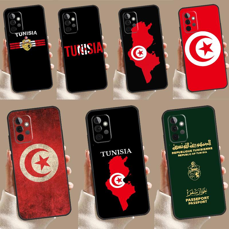 Tunisia Flag Map Case For Samsung Galaxy A34 A54 A14 A15 A25 A35 A55 A53 A33 A13 A52 A32 A12 A51 A71 Cover