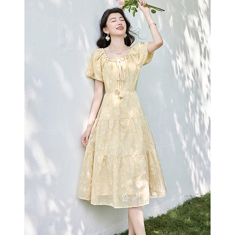 Fleeting Years Pastoral Embroidered Mid-length Dress S