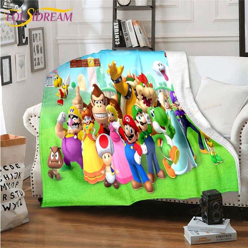 Mario Bros Blanket High Quality Flannel Warm Soft Plush on The Sofa Bed Blanket Suitable for Air Conditioning Blanket