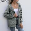 BITCED Women's Zipped Hooded Jacket Lightweight Outdoor Hiking Rainproof Jacket