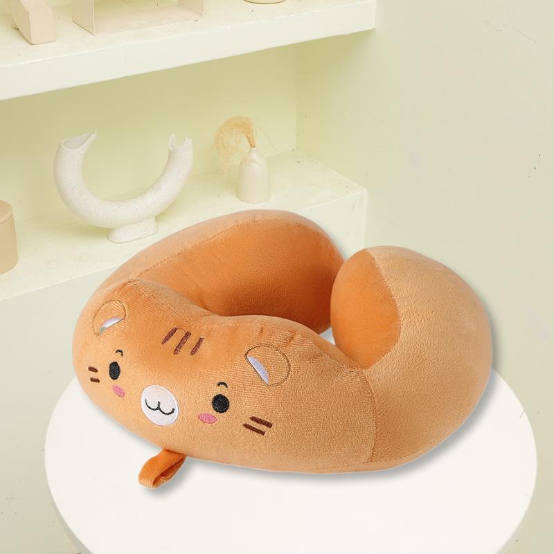 Cute Cartoon Neck Pillow for Travel - U-Shaped Cervical Support for Airplane & Train Nap