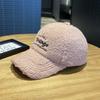 Lamb Fur Baseball Cap In Autumn and Winter Warmth and Windproof Letter Embroidery Solid Color Fashionable and Versatile Plush Baseball Cap