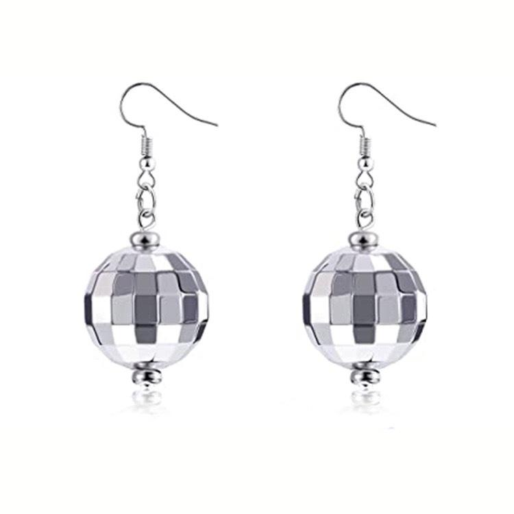 

Серебряные большие серьги Рождественский шар Зеркало Модные серьги серебряный