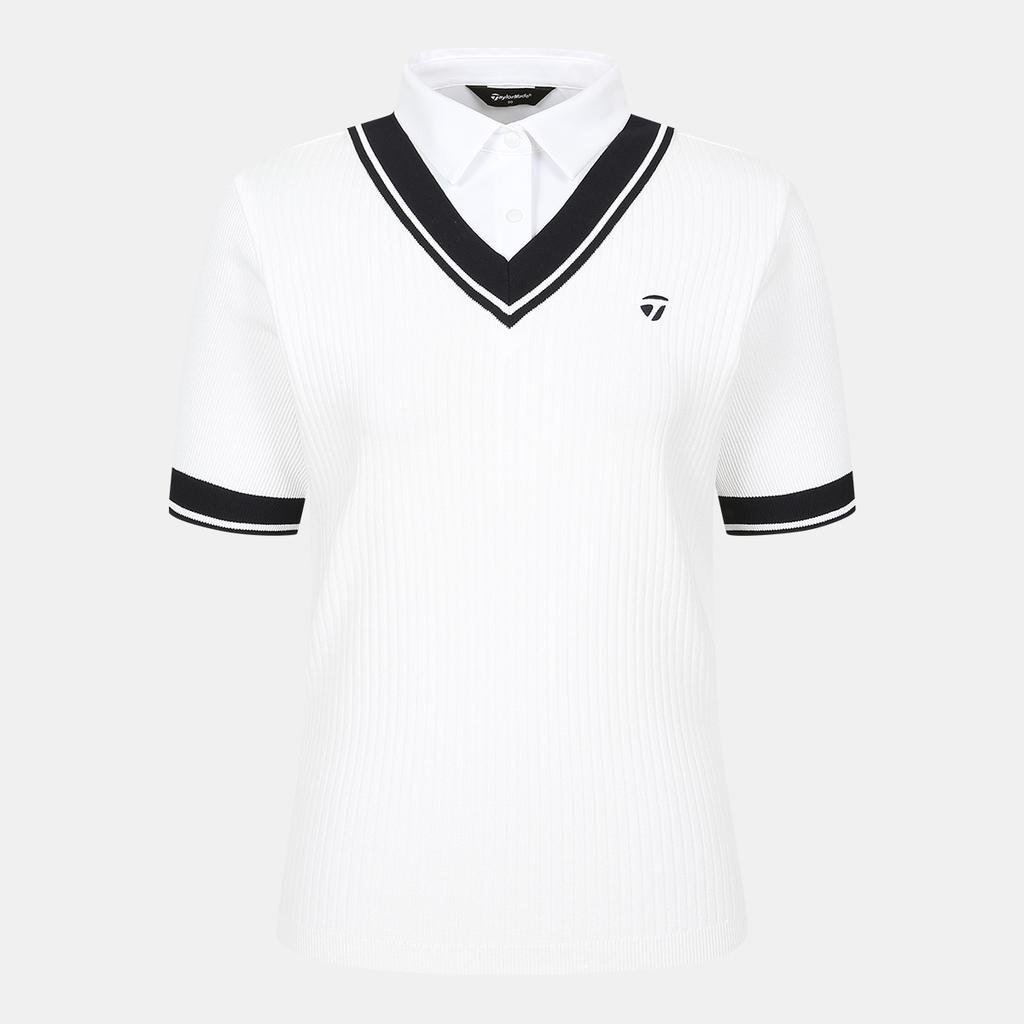 TAYLORMADE APPAREL 26Ss Women'S Layered Collared Short Sleeve Knit T8031S66124-100