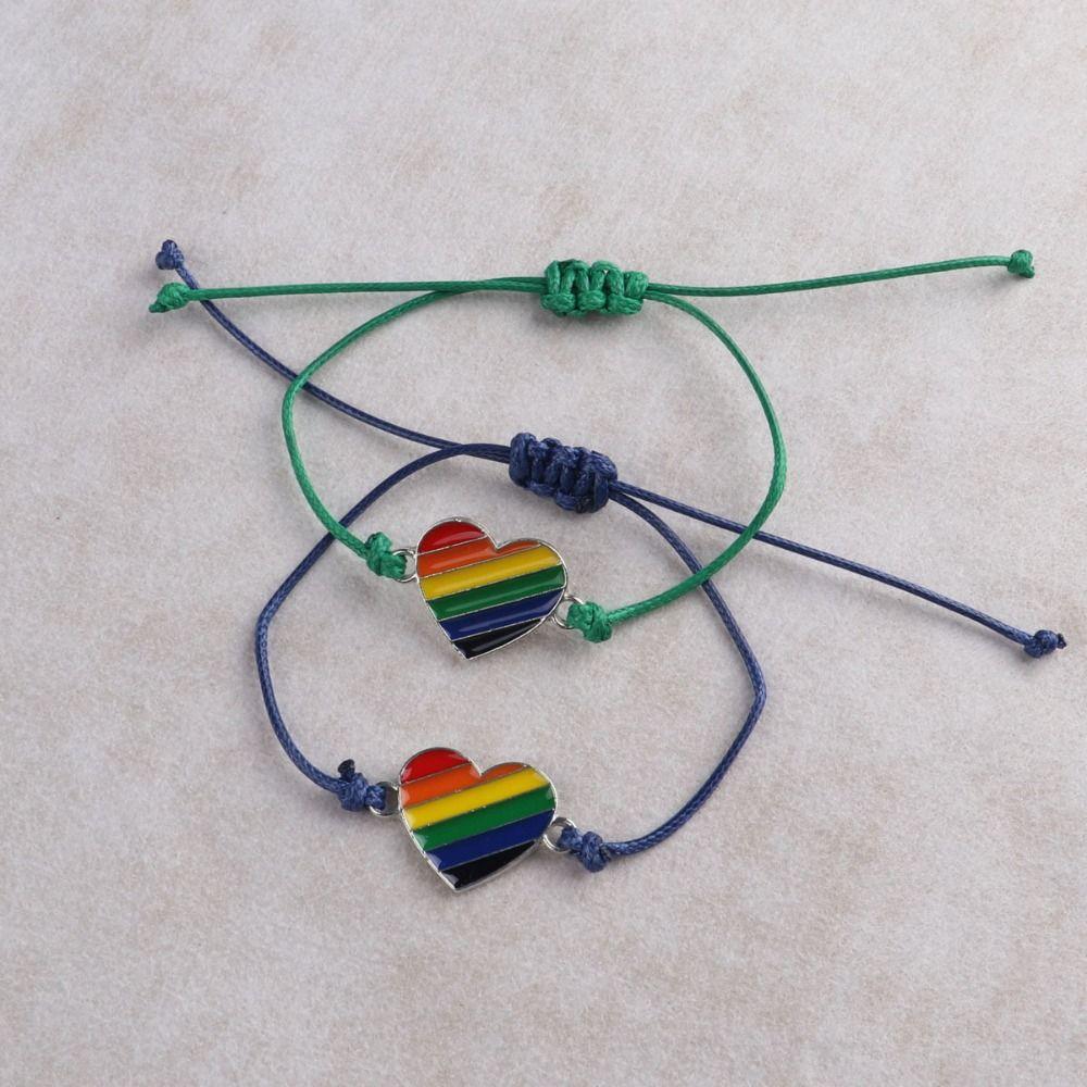 6Pcs Boho Rainbow Beaded Bracelet Love Heart Friendship Braided Rope  Pride Month