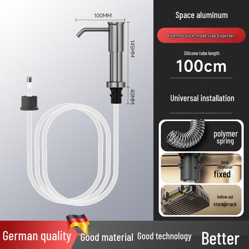 Space Aluminum Heightened Kitchen Sink Soap & Vegetable Washer with Quick Install Dispenser