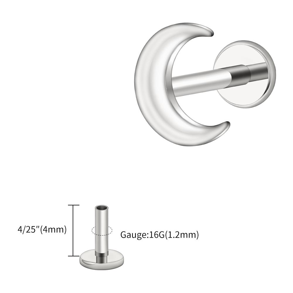 

Right Grand ASTM F136 Titanium Crescent Moon Cartilage Earring Dainty Helix Tragus Labret Screwback Stud Piercing Body Jewelry