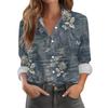 Camicia da Donna con Bottoni a Stampa Floreale, Camicette Casual Regolari a Maniche Lunghe, Top Basic Casual Plus Size