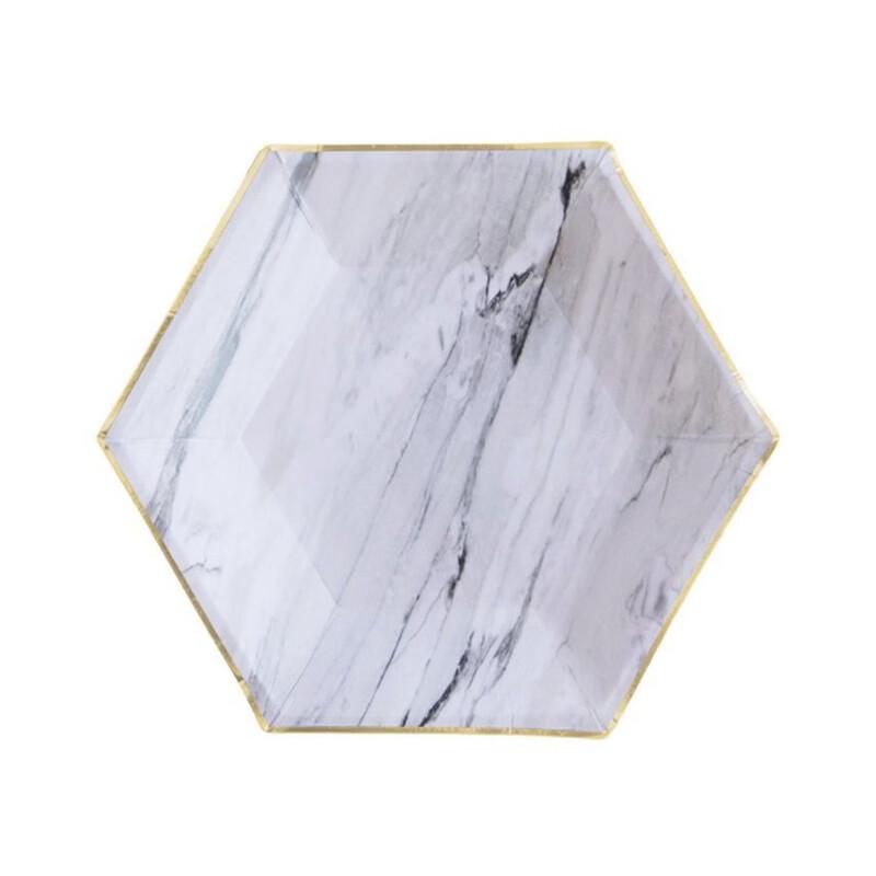 OIMG Gold Foil Marble Paper Plates
