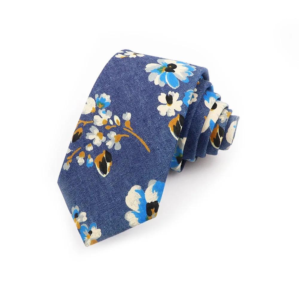 Cotton Tie, Blue, Denim Tie, For Men, Skull, Necktie, Wedding Party, Casual Slim Neckties,