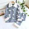 Fresh Sweet Winter Thicken Pajamas Sets Women Keep Warm 100% Scuba Cotton Quilted Long-sleeved Sleepwear