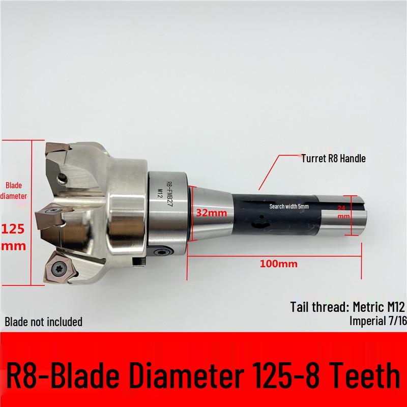MFWN90 High-Speed Hexagonal Heavy Cutting Milling Cutter with Double-Sided Insert, Morse Taper 4 Turret R8