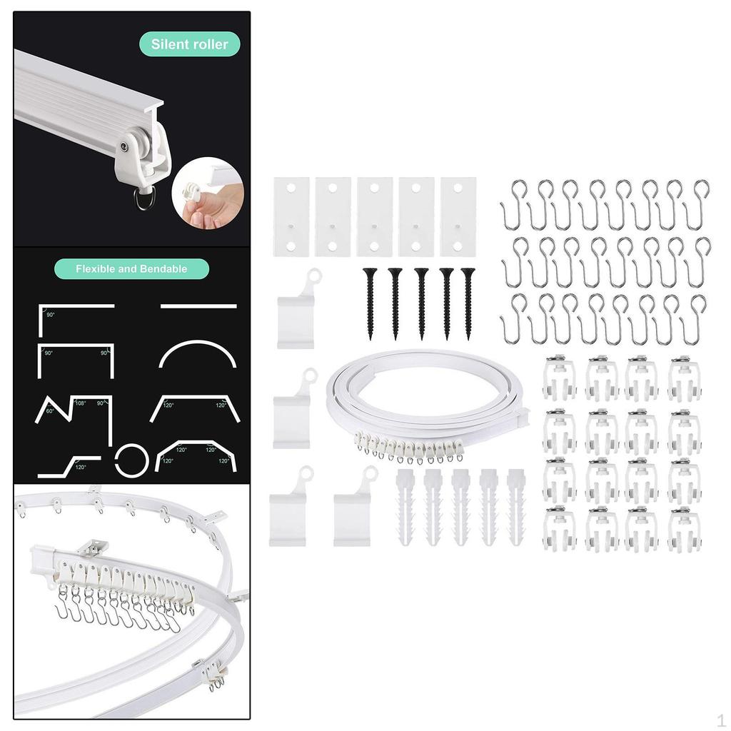 Ceiling Curtain Track Set Fittings Heavy Duty Multifunctional Durable Mounting Hardware for RV