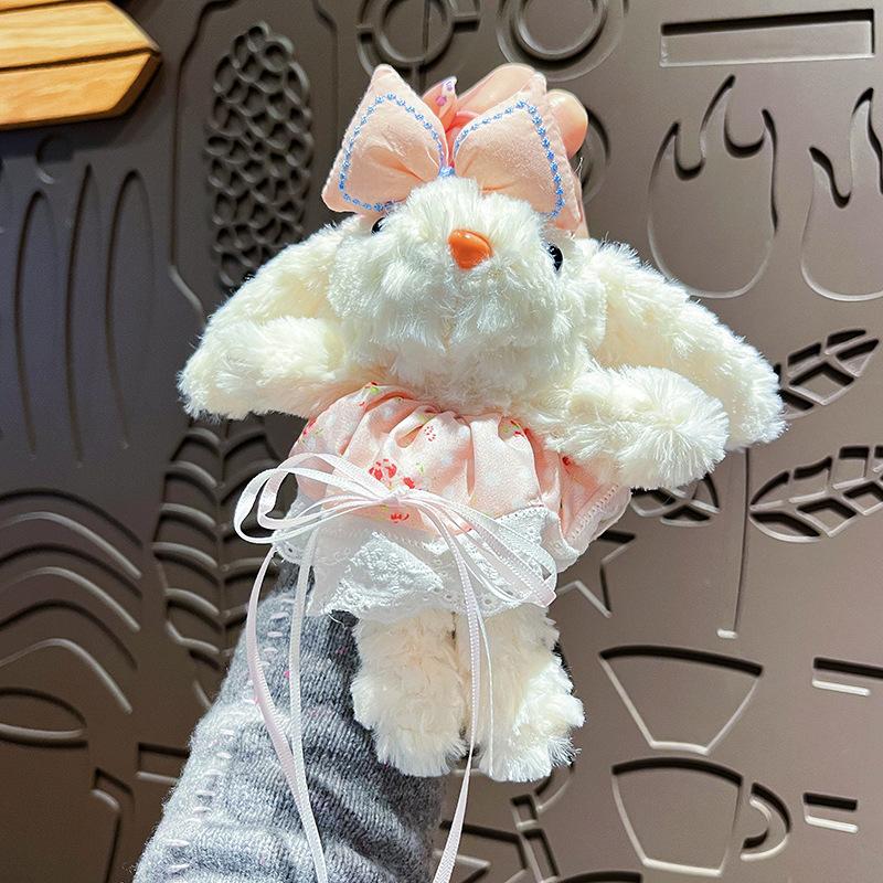Creative Cartoon Plush Princess Dress Long-eared Rabbit  Female Cute Rabbit Girl Heart Bag Pendant