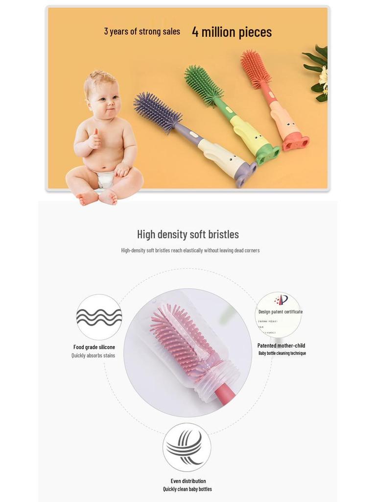 Multifunctional Silicone Baby Bottle & Nipple Cleaning Brush