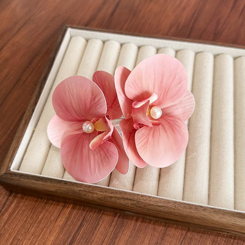 1Pcs Phalaenopsis Pearl Hair Clip Orchid Butterfly Hair Clip Duckbill Clip Hair Accessories Bow Flower Hair Clips 3