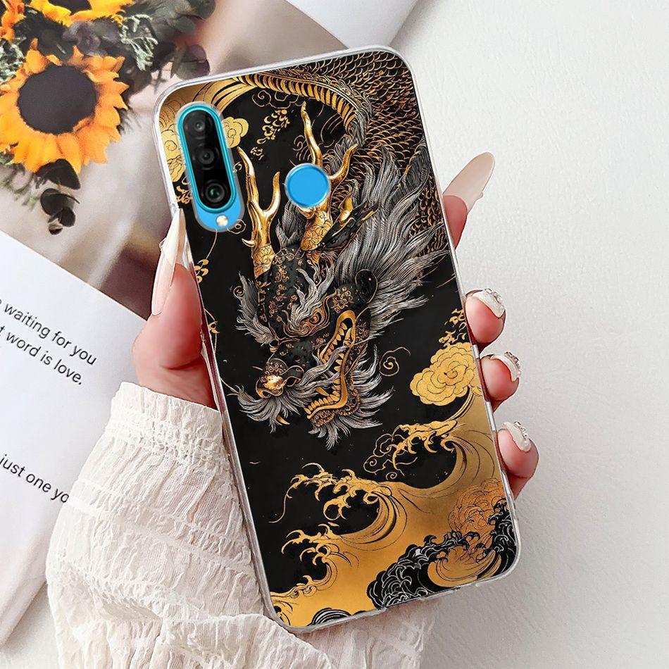 For Huawei P30 Lite P 30 P30 Pro Cool Dragon Tiger Painting Phone Case For Huawei P30 P30Pro P30lite Soft Silicone TPU Cases