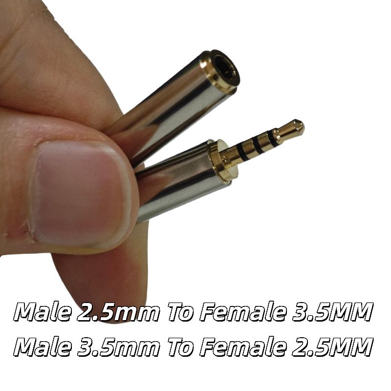 1/3Pcs 3.5Mm To 2.5Mm /2.5 Mm To 3.5 Mm Audio Adapter Aux Cable Converter Stereo Headphone Amplifier Microphone Jack