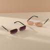 2pcs Retro Luxury Frameless Fashion Glasses Metal Hinge PC Mirrored Lenses Suitable for Men And Women