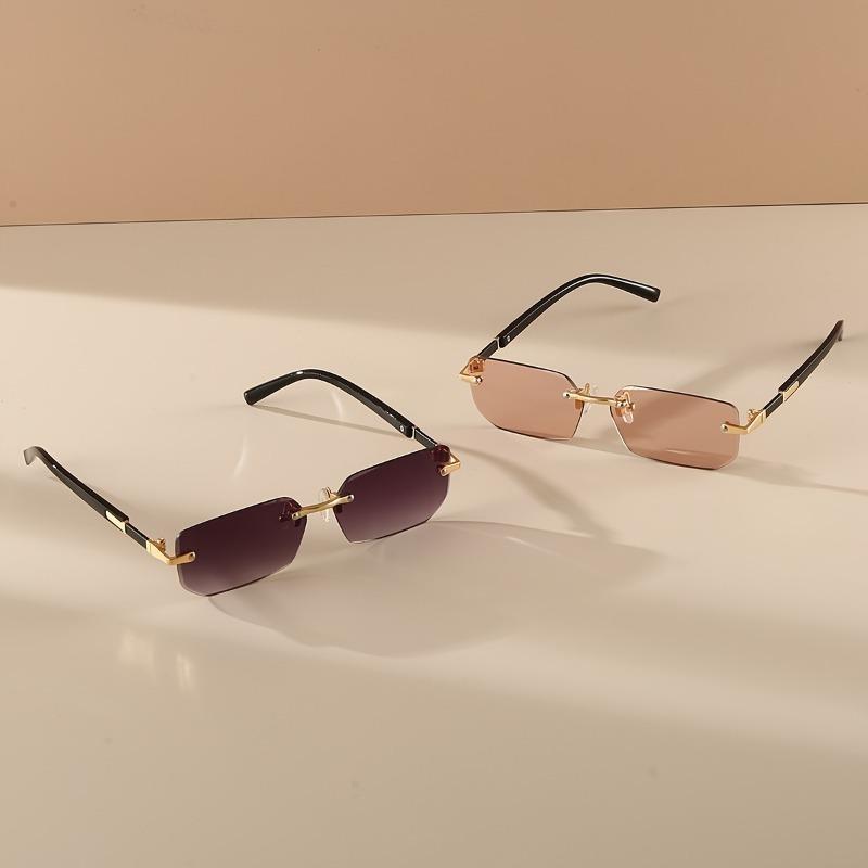 

2 шт. Ретро Роскошные Безободковые Модные Очки Металлические Петли PC Зеркальные Линзы Подходят для Мужчин И Женщин