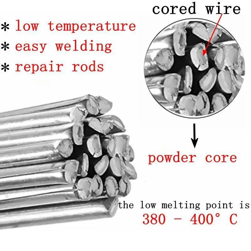 10-40pcs Aluminum Welding Rods 1.6/2.0mm Low Temperature Easy Melt Aluminum Welding Wire Flux Core Suitable for Soldering