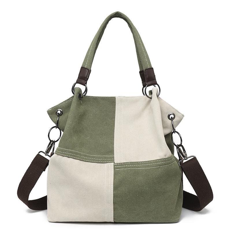 Tote Women's Bag New Canvas Retro Shoulder Bag Simple and Fashionable Versatile Women's Commuter Bag Large-capacity Messenger Bag