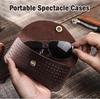 Retro Crazy Horse Genuine Cowhide Leather Flip-top Glasses Case