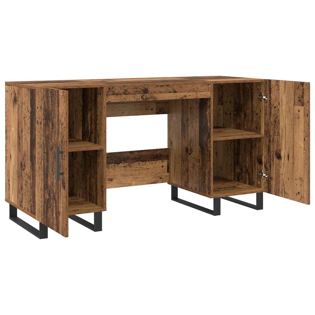 Industrial Style Desk with Shelf Reclaimed Wood Look 140 x 50 x 75 cm Particleboard
