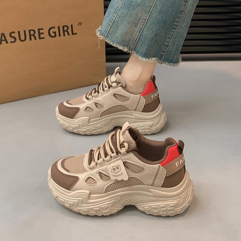 CRLAYDK Designer Chunky Sneakers for Women Lace Up Platform Walking Shoes Ladies Casual Running Sports Mesh Tennis