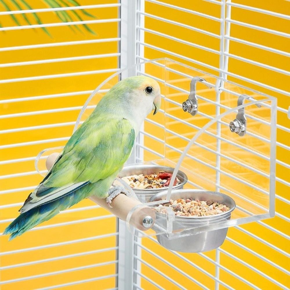 New Stainless Steel Pet Bird Feeder Sturdy Wooden Standing Pole Pet Food Dispenser Easy Clean No Mess Parrot Feeder Pet Supplies