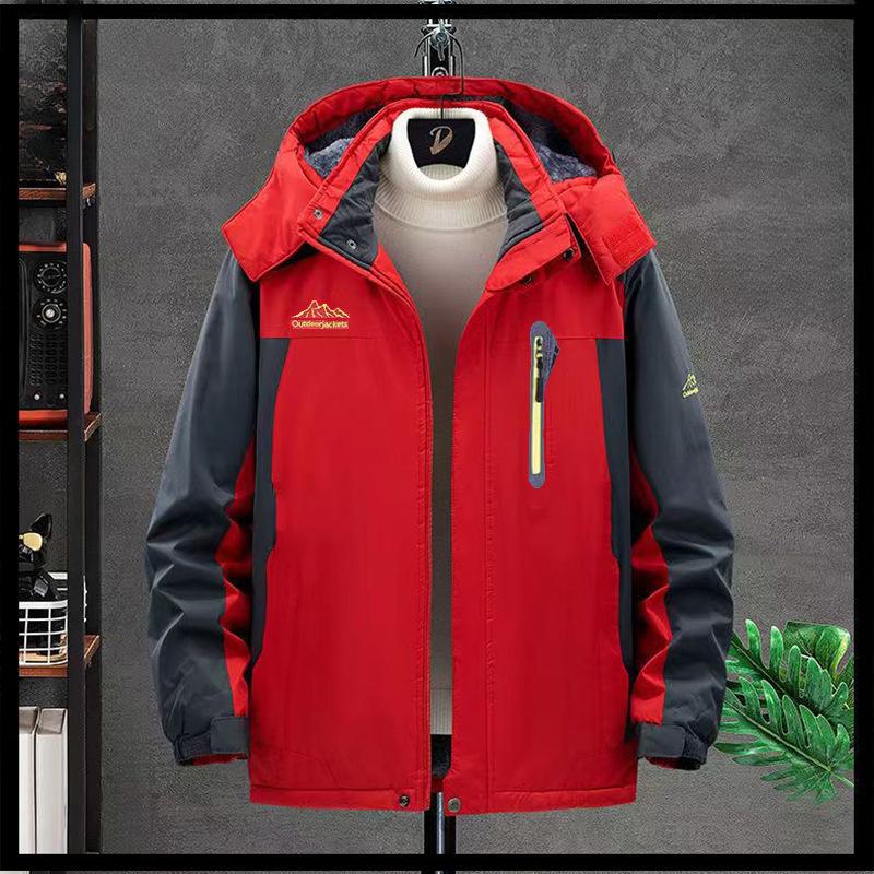 Mode für Männer Plüsch wasserdicht große Größe 5XL Kapuzenmantel Herren Casual Loose Comfort Plus Fleece warm hochwertige Outdoor-Jacken