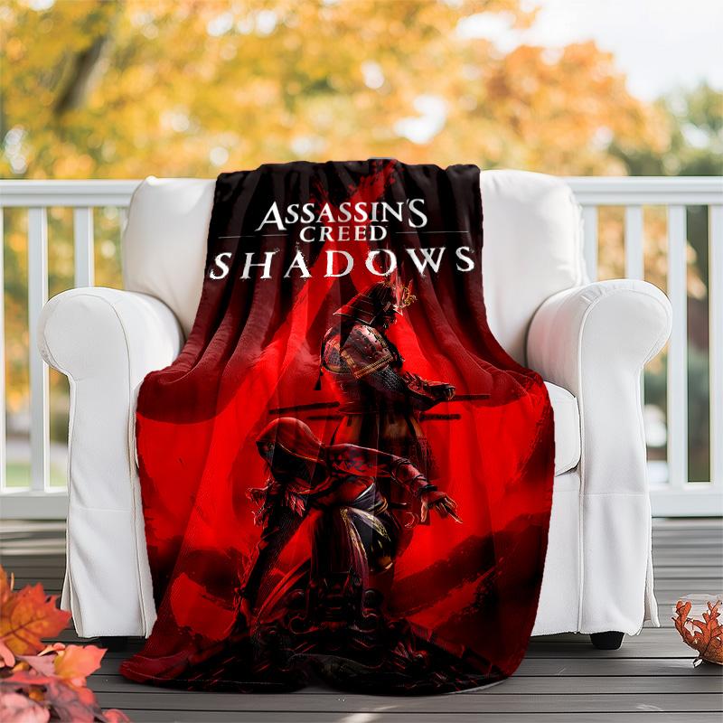 1pc Assassin's Creed Theme Blanket - Digital Print, Polyester, Cozy for All Seasons, Perfect for Outdoor, and Travel