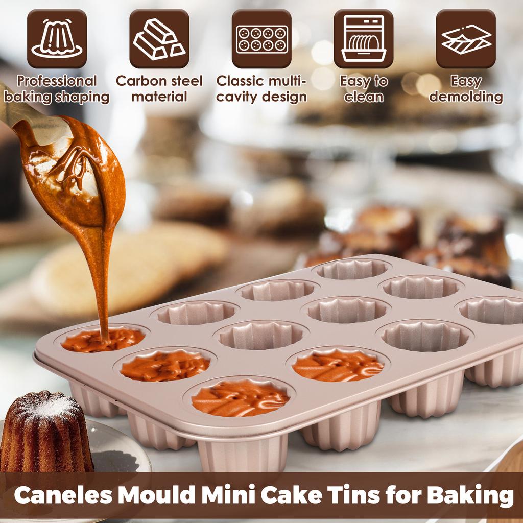 6/9/12 Holes Cake Molud Carbon Steel Cannele Mold Muffin Bakeware Cupcake Pan Non Stick Baking Pans for Baking Kitchen Accessory